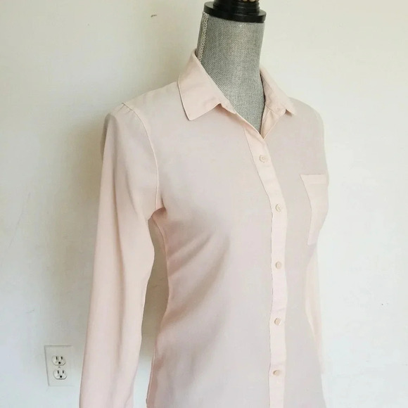 Old Navy Womens Blush Pink Sheer Button Front Blou - Picture 5 of 8
